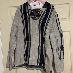 Lucky Brand Southwestern Baja Aztec Navajo Pullover Hoodie Sweater Size Large